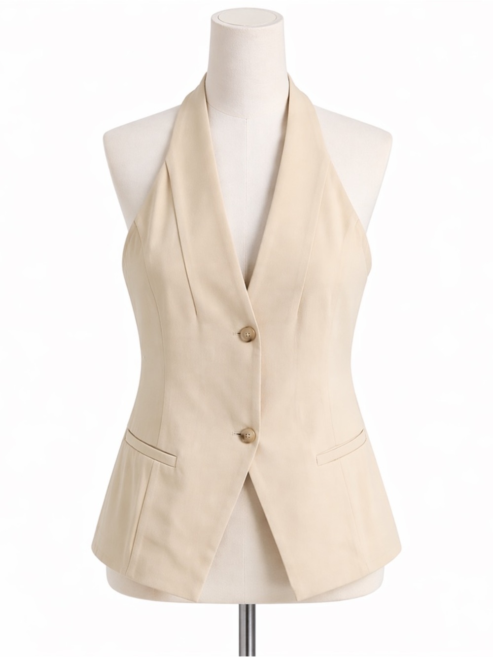 Cream Button Down Vest Top